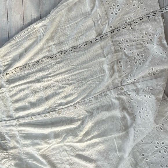 Knox Rose White Midi Dress 4X Button Up V-Neck Eyelet Pockets Short Sleeve NWT - Picture 11 of 12